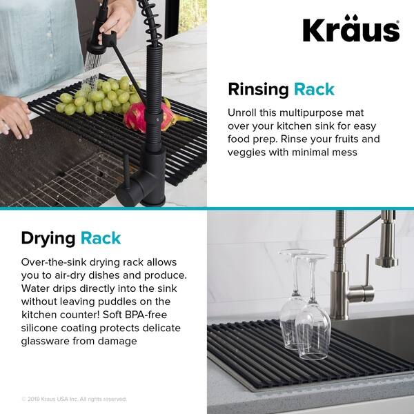 Shop Kraus Krm 10 Multipurpose Over Sink Roll Up Dish Drying Rack