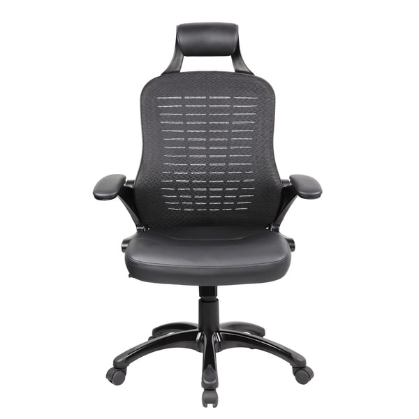 High Back Mesh and PU Executive and Managerial Computer Desk Swivel Office Chair with Headrest