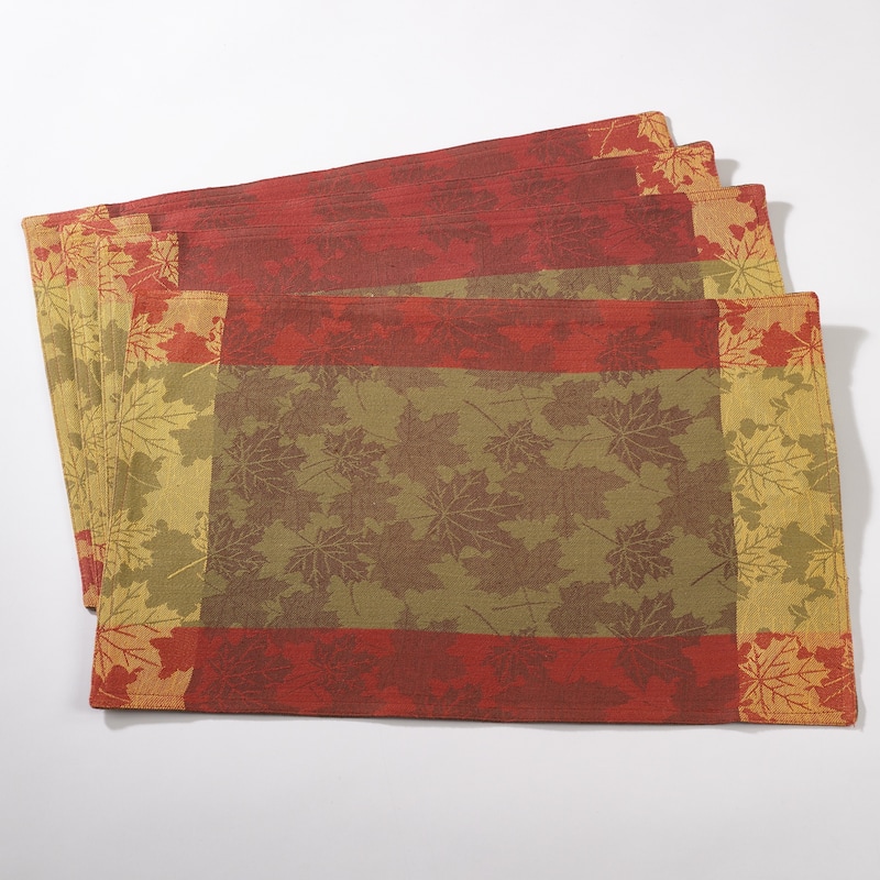 Fall Foliage Design Jacquard Cotton Placemat Set