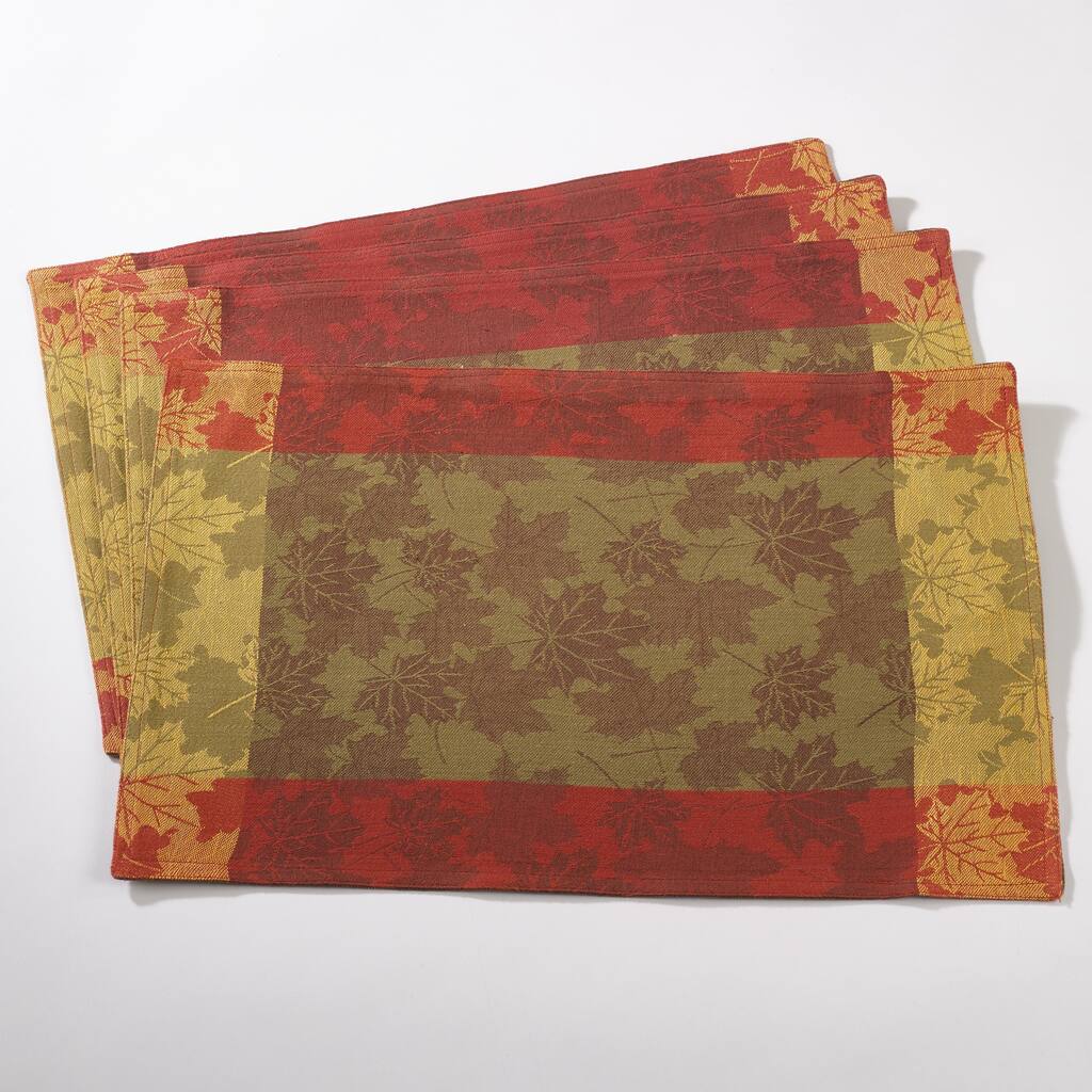 Fall Foliage Design Jacquard Cotton Placemat Set