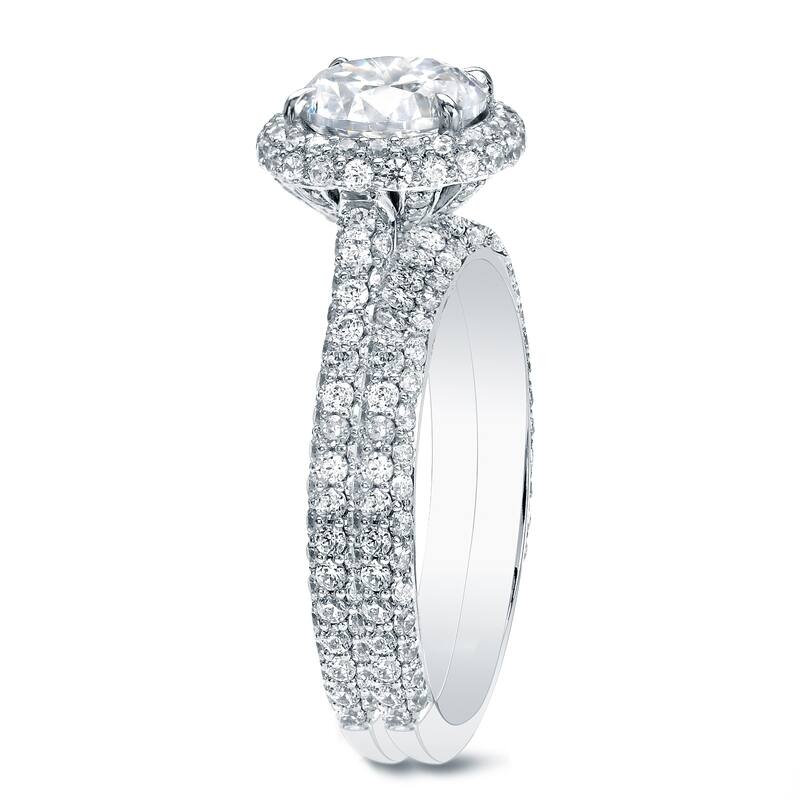 Auriya 2 5/8cttw Pave Halo Diamond Engagement Ring Set 14K Gold
