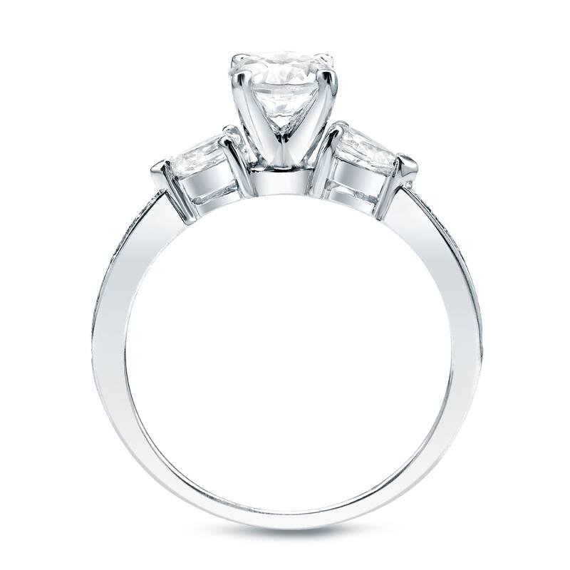 Auriya 14K Gold 1 1/4ct TW 3-Stone Diamond Engagement Ring 3-piece Bridal Set