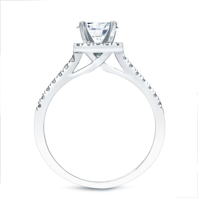 Auriya 1 1/4ctw Round Diamond Halo Engagement Ring and Wedding Band 3-Pc. Set 14k Gold