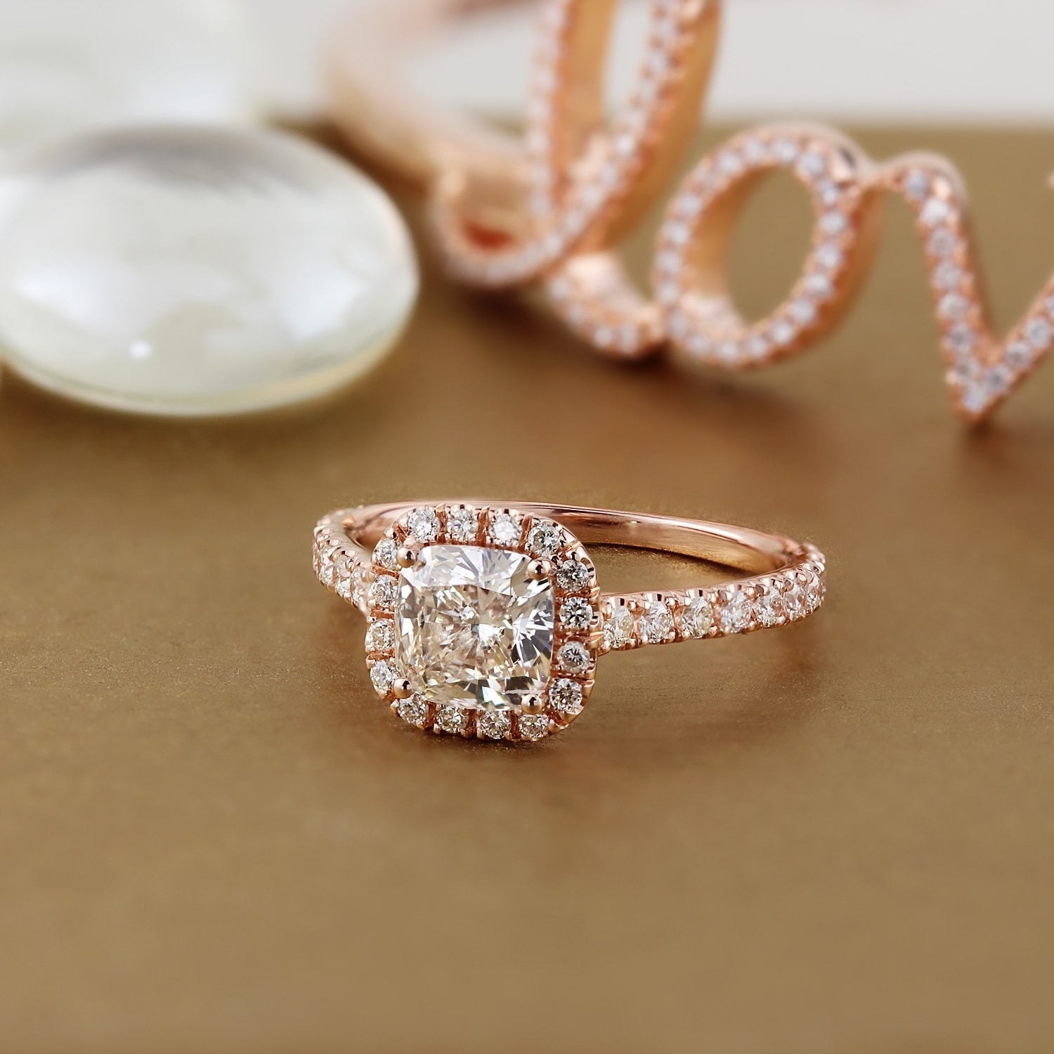 Shop Auriya 1 3 4ctw Cushion Cut Halo Diamond Engagement Ring Set
