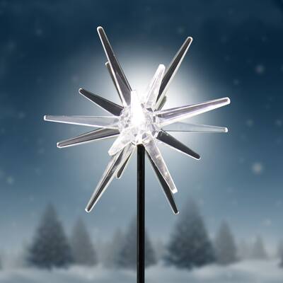 Solar Acrylic LED Star Garden Stakes - White LED - Overstock - 17963846