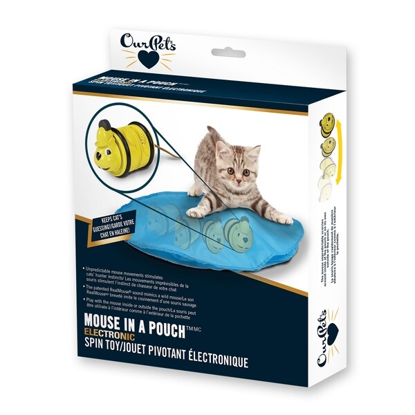 mouse in a pouch cat toy