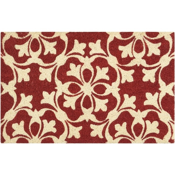 Waverly Greetings "Courtyard" Coral Doormat by Nourison (1'6 x 2'4) - 1'6 x 2'4