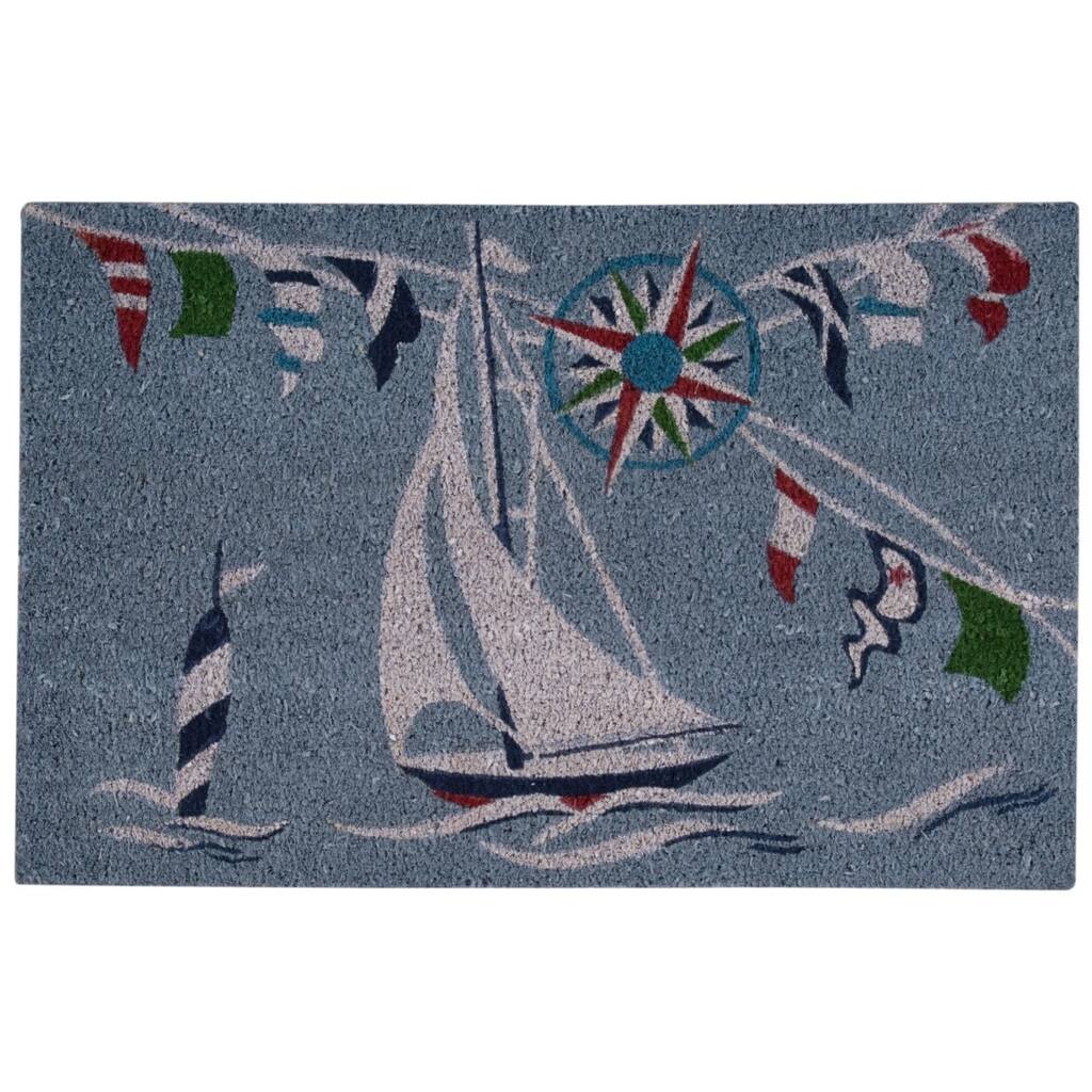 Waverly Greetings "Sailing" Blue Doormat by Nourison - 1'6" x 2'4"