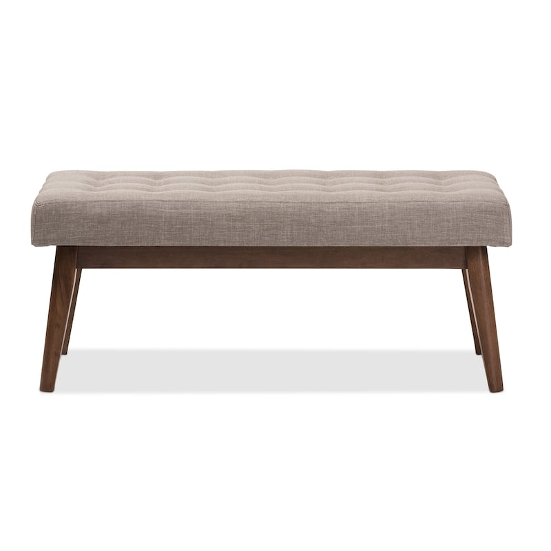 Mid-Century Fabric Button-Tufted Bench by Baxton Studio - GREY