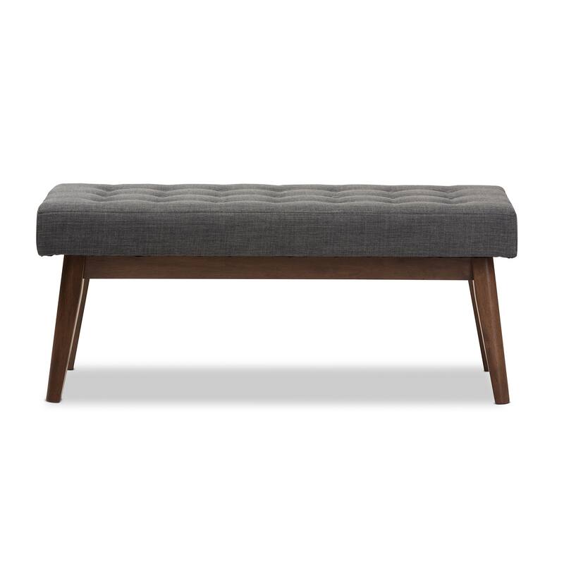 Mid-Century Fabric Button-Tufted Bench by Baxton Studio - Charcoal