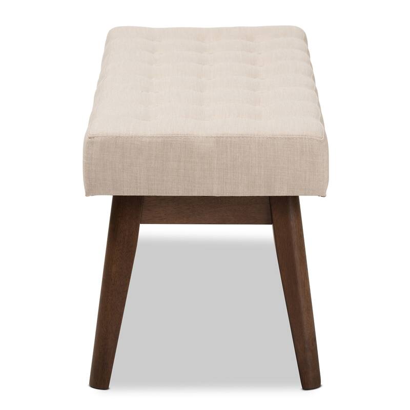 Mid-Century Fabric Button-Tufted Bench by Baxton Studio - Beige