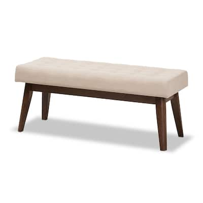 Mid-Century Fabric Button-Tufted Bench by Baxton Studio