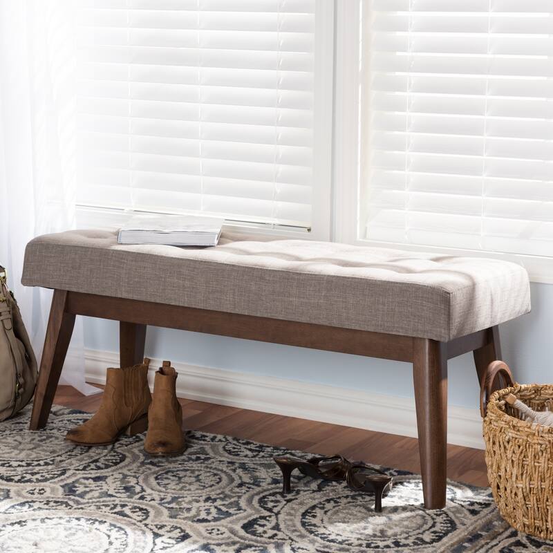 Mid-Century Fabric Button-Tufted Bench by Baxton Studio