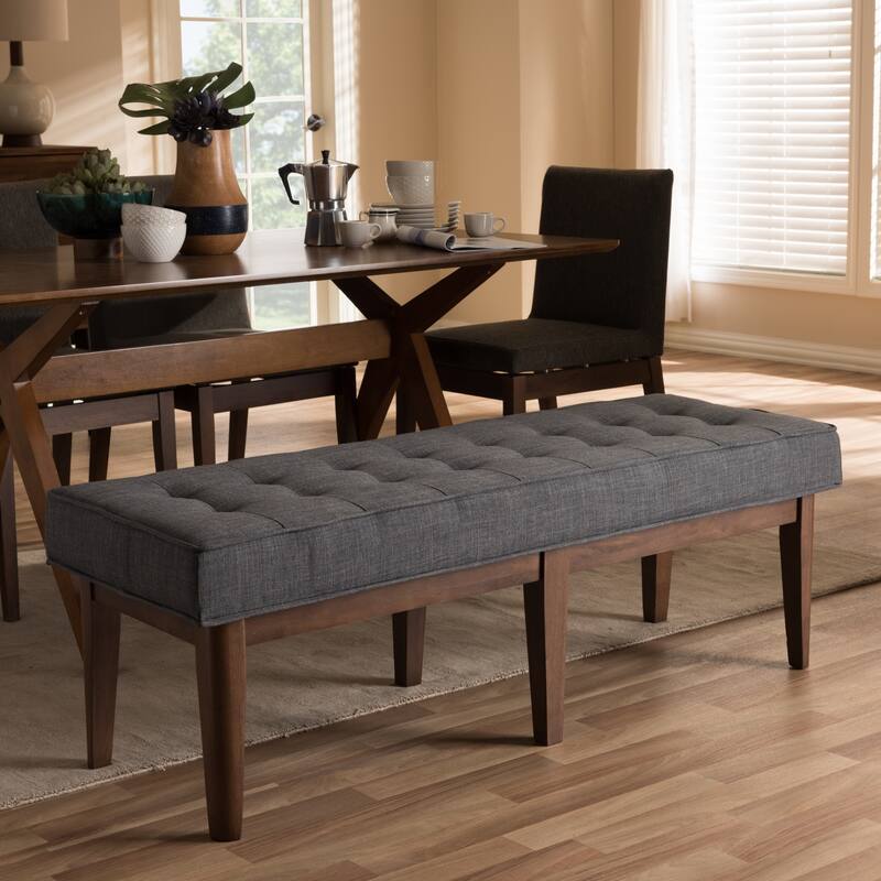 Mid-Century Fabric Button-Tufted Bench by Baxton Studio