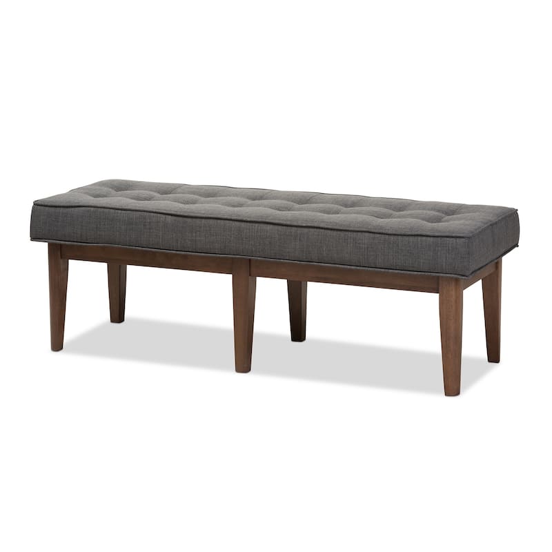Mid-Century Fabric Button-Tufted Bench by Baxton Studio - Charcoal