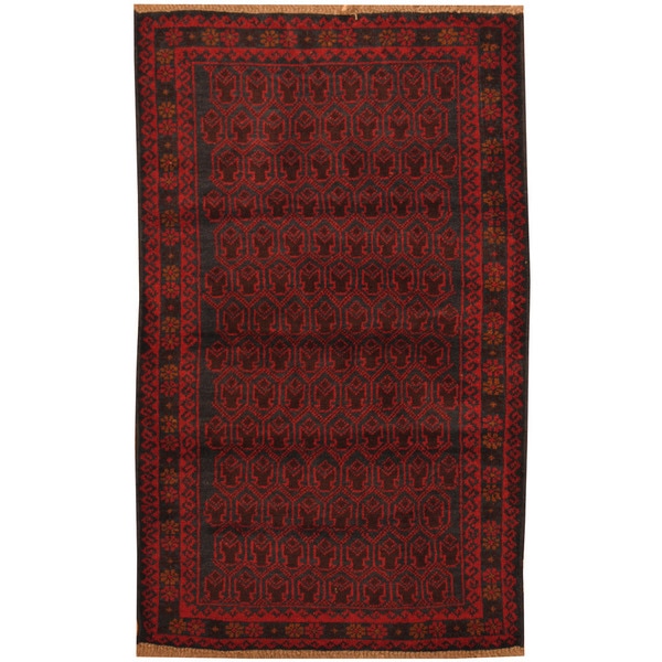 Handmade Herat Oriental Afghan Tribal Balouchi Wool Area Rug (Afghanistan) - 2'10 x 4'8