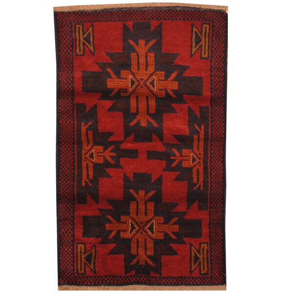 Handmade Herat Oriental Afghan Tribal Balouchi Wool Area Rug (Afghanistan) - 2'7 x 4'4