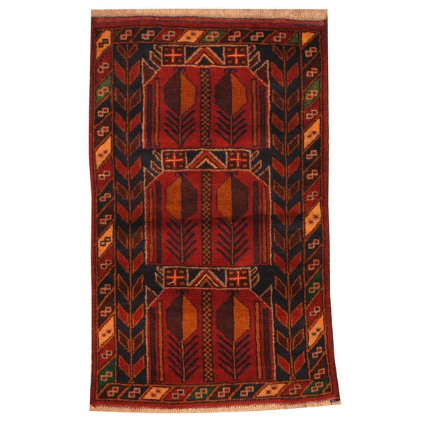 Handmade Herat Oriental Afghan Tribal Balouchi Wool Area Rug (Afghanistan) - 2'8 x 4'4