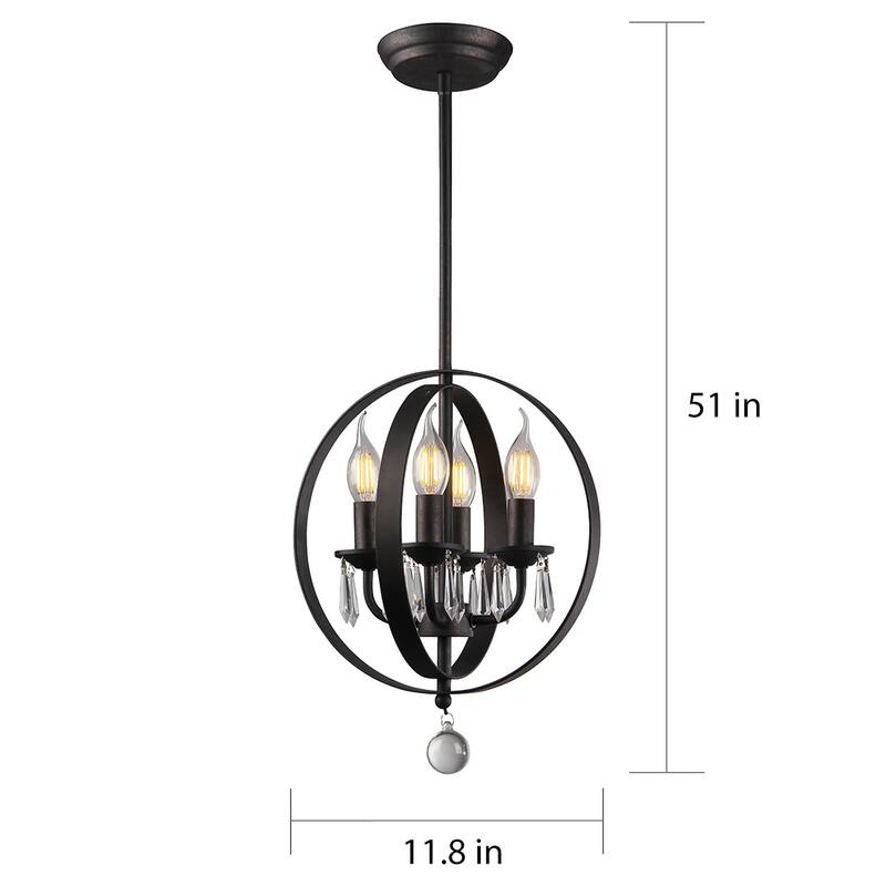 Trisola 4-Light 12-Inch Antique Bronze Globe Pendant