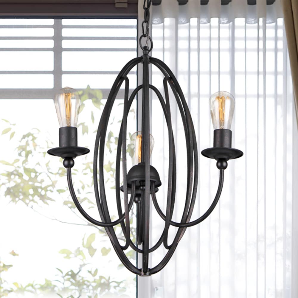 Santona 3-Light 18-Inch Black Chandelier (3-Light 18-Inch Black Chandelier) - Chandeliers For Bedrooms by Overstock.com