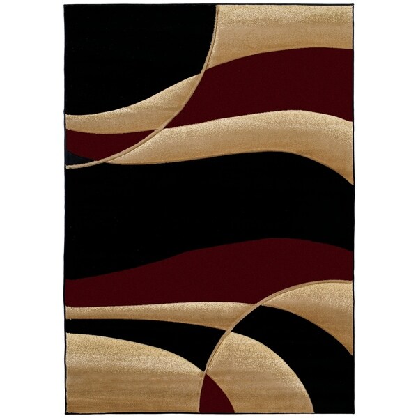 Westfield Home Sculptures Iris Burgundy Hand Carved Area Rug - 7'10 x 10'6