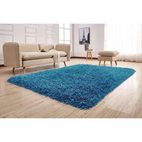 Shop 3 Inch Thick Light Blue Shag Rug 3 Handmade Type Yarns Cotton Backing 5 X 7 On Sale Overstock 17965026