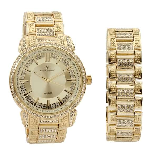 Bling Mens Hip Hop With Cl Watch And Matching Bracelet Bling Mens Hip Hop With Cl Watch And Matching Bracelet In Elegant Gift Box