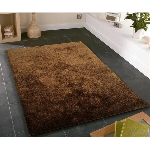 Solid Brown Shag Rug Hand Tufted Weaving, 1-inch Thickness - 5' x 7'