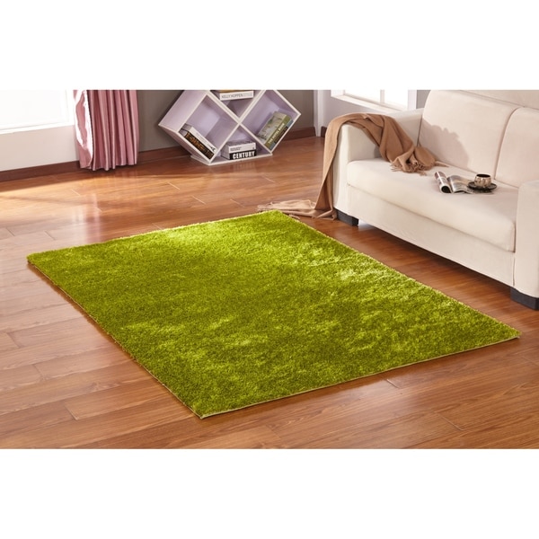 Shop Solid Lime Green Shag Rug Hand Tufted Weaving, 1-inch Thickness ...