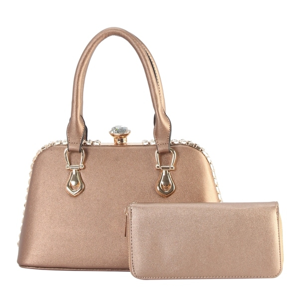 Diophy Crystal Structured Tote with Wallet 2 Pieces Set