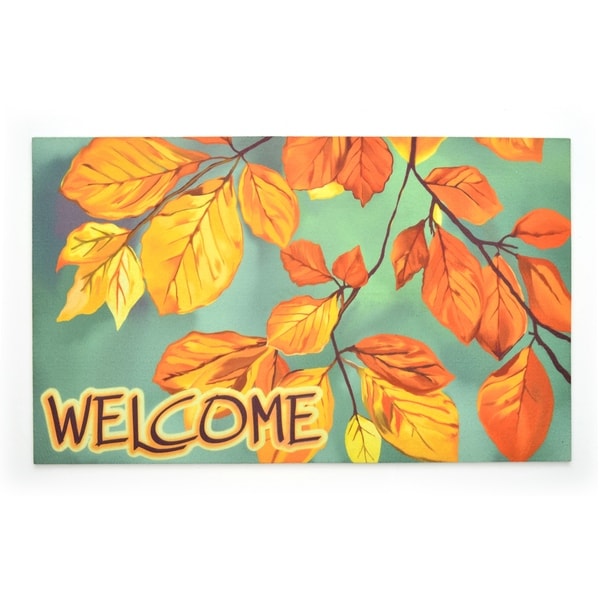 Stephan Roberts Last Leaves Rubber Welcome Doormat, 18''x30''