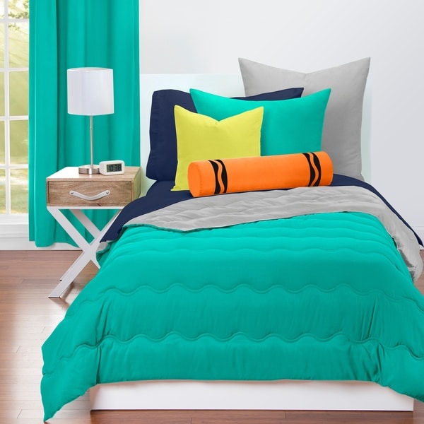 Crayola Blue Green and Timberwolf Reversible 3-piece Comforter Set. Opens flyout.