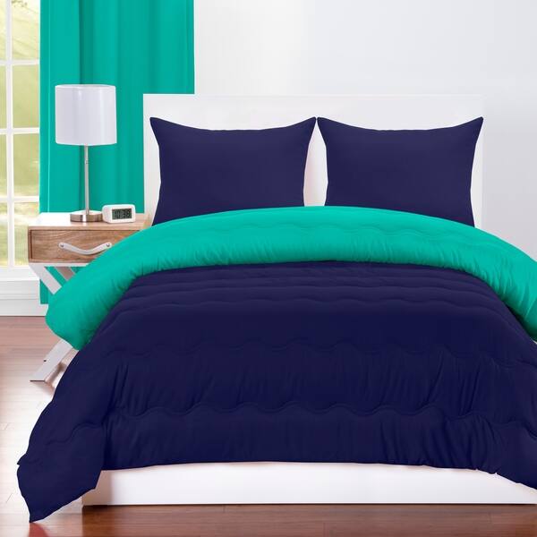 Shop Crayola Blue Green And Navy Blue Reversible 3 Piece Comforter