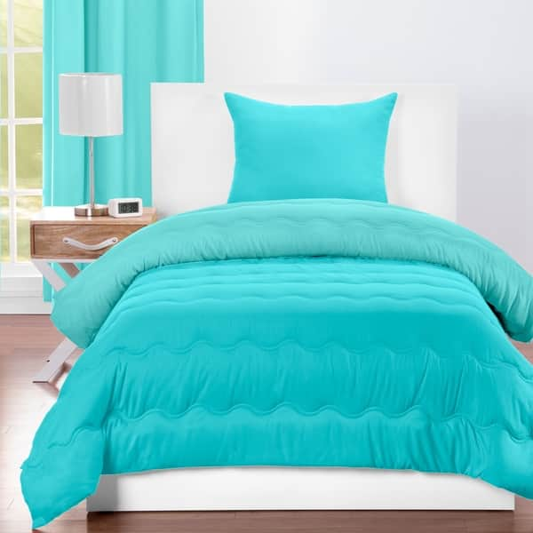 Crayola Robin S Egg Blue And Turquoise Blue Reversible 3 Piece Comforter Set On Sale Overstock 17965164