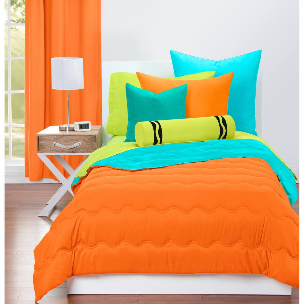 SIScovers Outrageous Orange and Turquoise Blue Reversible 3-piece Comforter Set
