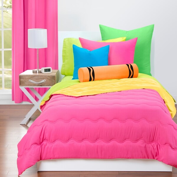 Crayola Hot Magenta and Laser Lemon Reversible 3-piece Comforter Set