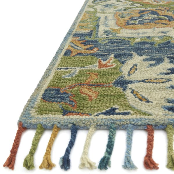 Hand Hooked Blue Green Medallion Wool Area Rug With Hand Hooked Blue Green Medallion Wool Area Rug With
