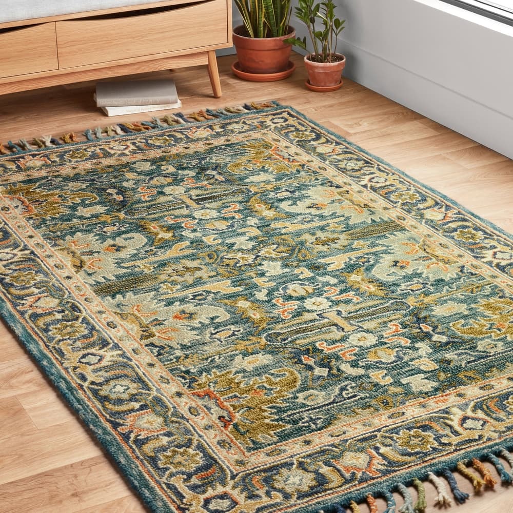 Alexander Home Sahara Ocean Boho Hand-Hooked Area Rug
