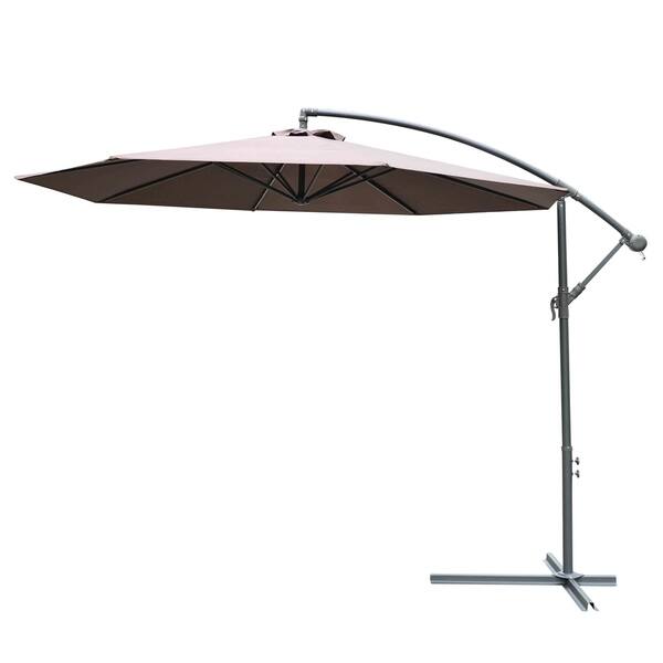 Shop Black Friday Deals On Outsunny 10 Cantilever Hanging Tilt Offset Patio Umbrella With Uv Water Fighting Material And A Sturdy Stand Brown Overstock 17965256