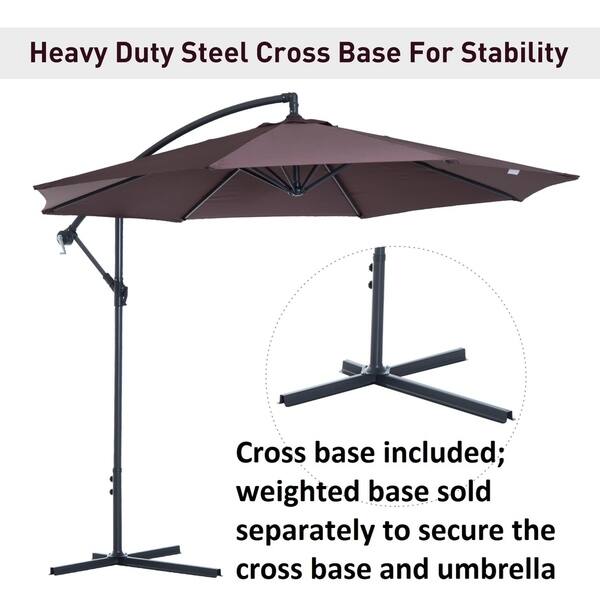 Shop Black Friday Deals On Outsunny 10 Cantilever Hanging Tilt Offset Patio Umbrella With Uv Water Fighting Material And A Sturdy Stand Brown Overstock 17965256