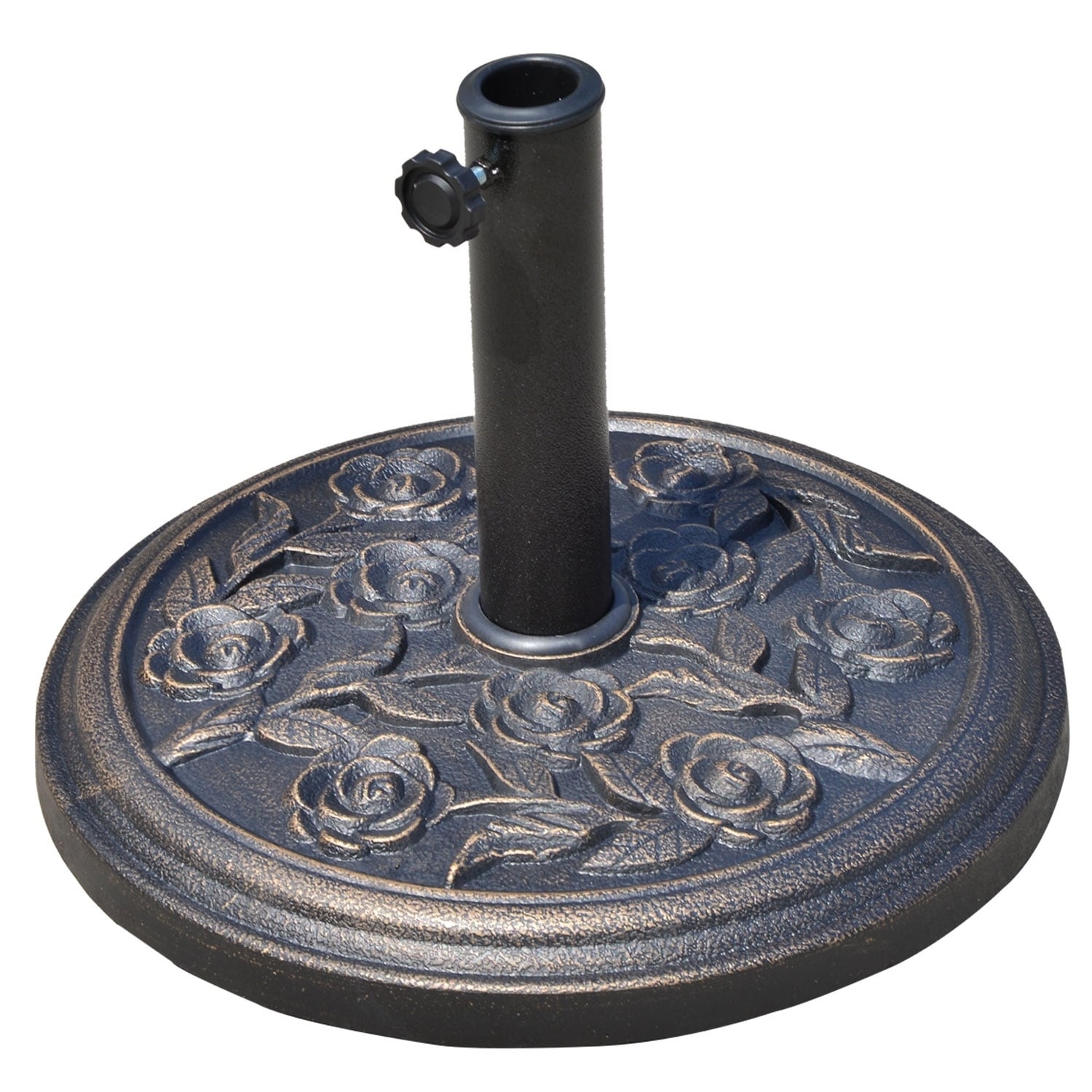 Shop Black Friday Deals On Outsunny 18 Round Decorative Resin Rose Floral Umbrella Pole Holder With Elegant Bronze Finish Universal Coupler Overstock 17965262