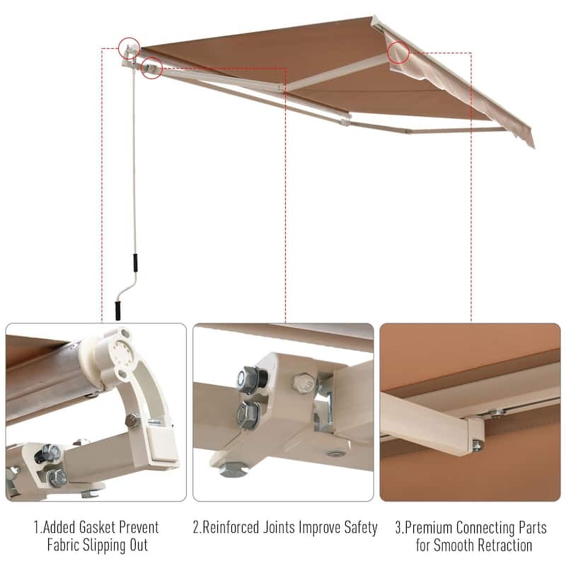 Outsunny 8' x 6.6' Outdoor Patio Manual Retractable Exterior Window Awning