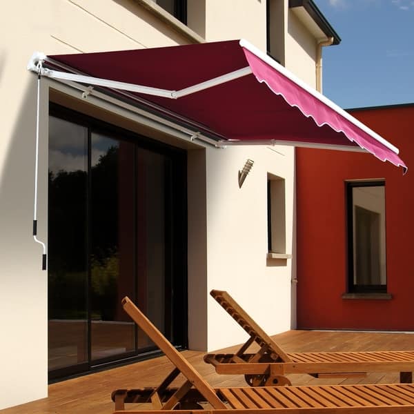 Shop Manual Retractable Sun Shade Patio Awning Overstock 17965323
