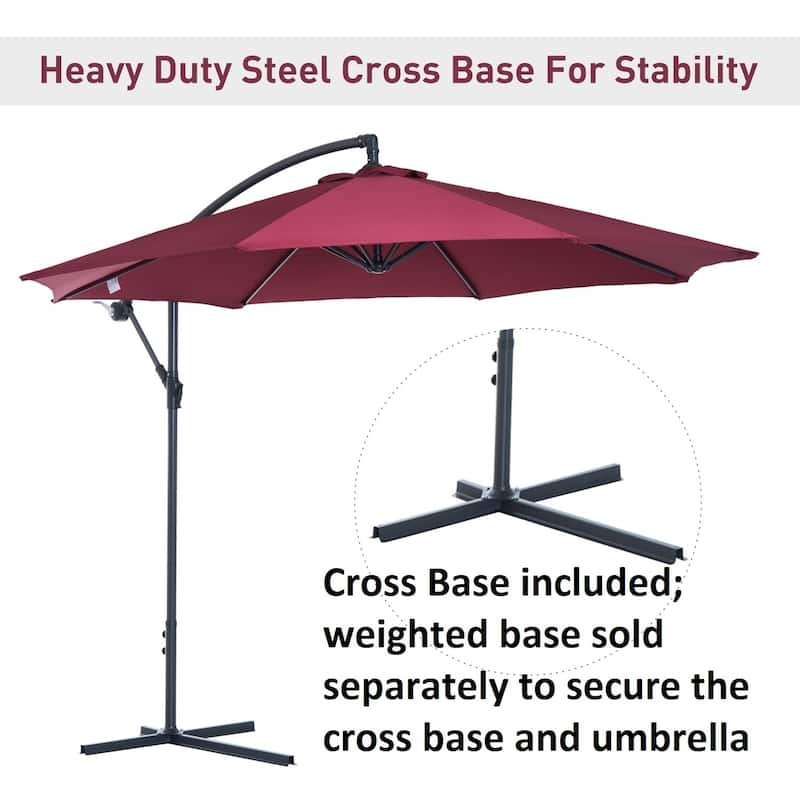 Outsunny 10' Cantilever Hanging Tilt Offset Patio Umbrella (Weight Not Included)
