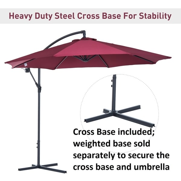 Hanging Patio Umbrella Outdoor Offset Cantilever 10 Ft Heavy Duty Steel Cross 