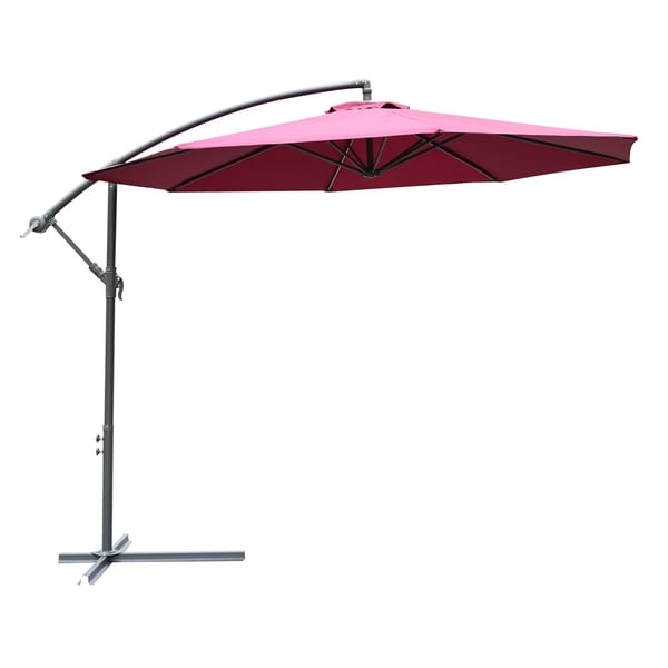 Outsunny 10' Steel Hanging Offset Patio Umbrella with Stand