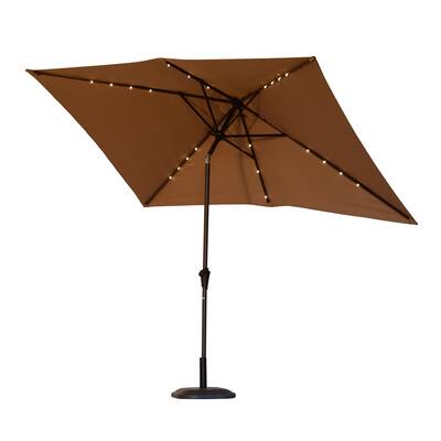 Outsunny 6.5' x 10' Rectangle Solar Powered LED Lit Patio Umbrella
