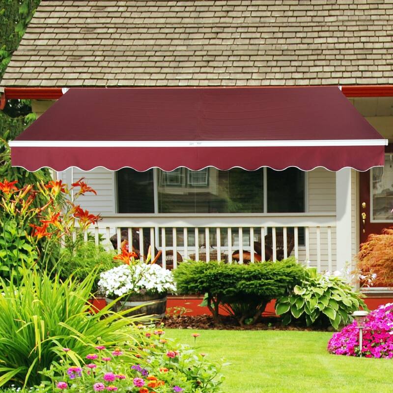 Outsunny 10' x 8' Manual Retractable Sun Shade Patio Awning