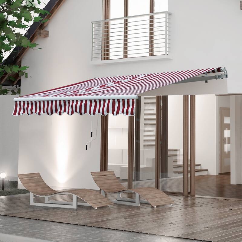 Outsunny 10' x 8' Manual Retractable Sun Shade Patio Awning