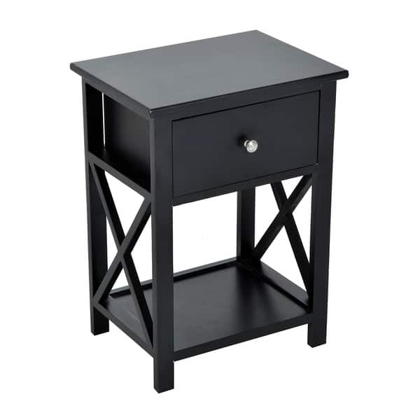 Shop Homcom X Side Wood End Table Nightstand W Drawer 15 5 L X 12 W X 22 H Overstock 17966910